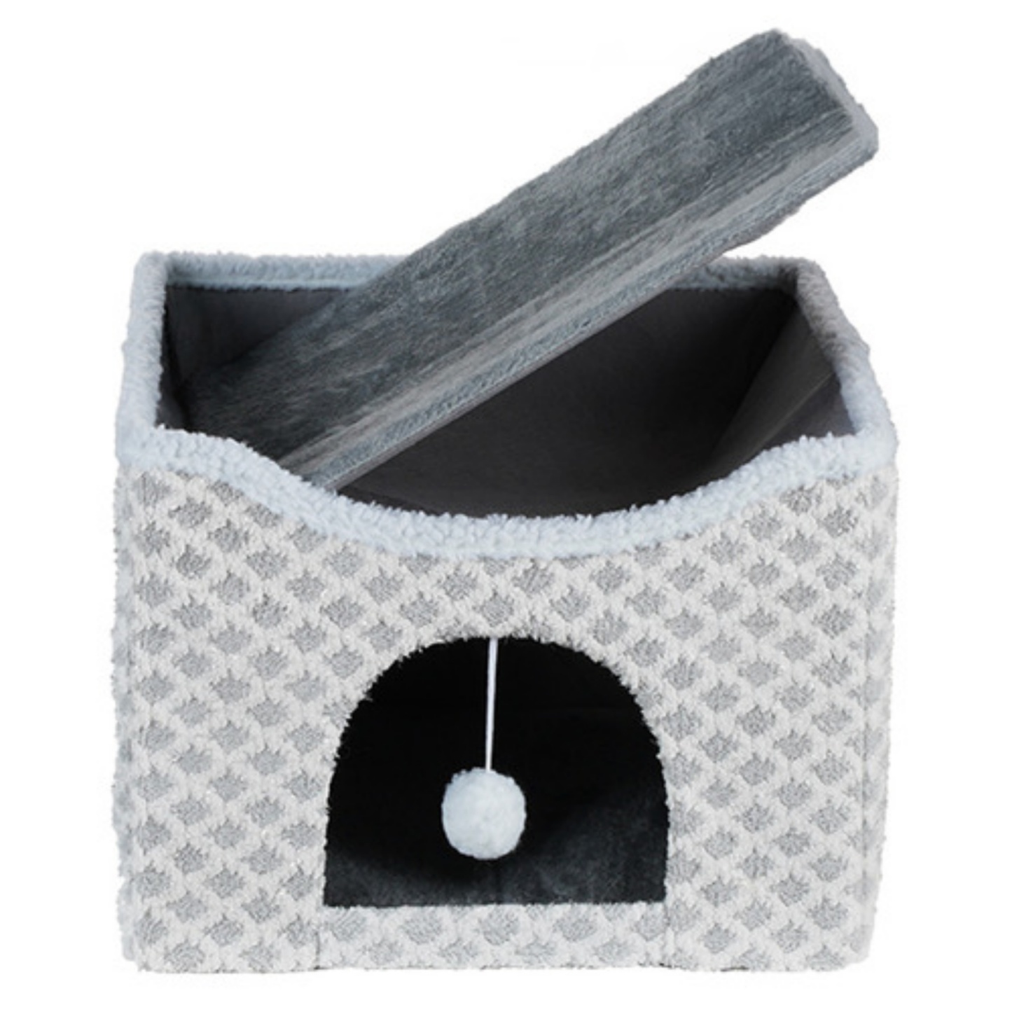 Foldable Indoor Pet Bed Cat Cave Felt Bed Scratch Pad Kitten Cat Hideaway House Grey/Blue