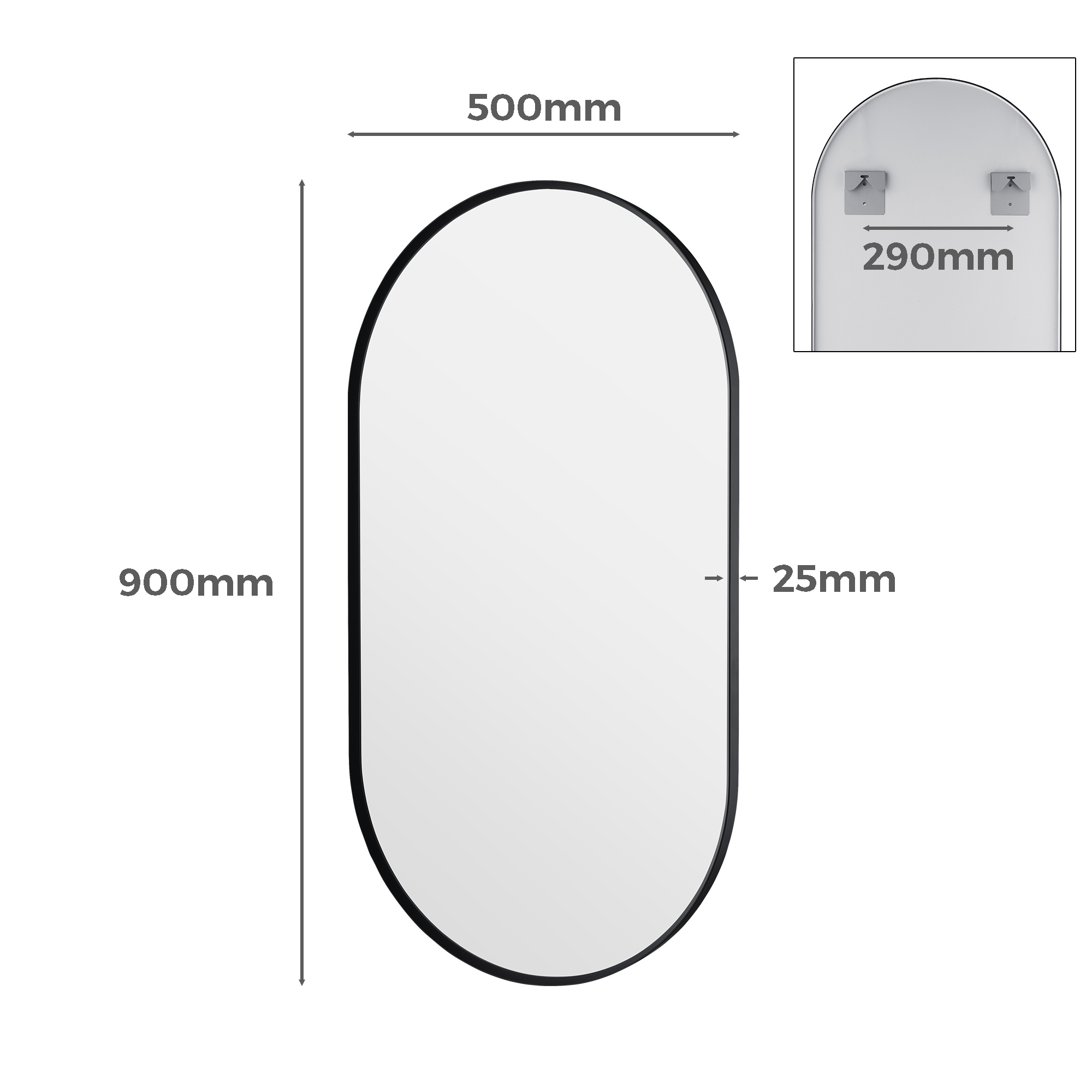 Bathroom Aluminium Framed Oval Mirror Vanity Basin Wall Mounted Makeup Mirror Gold/Black