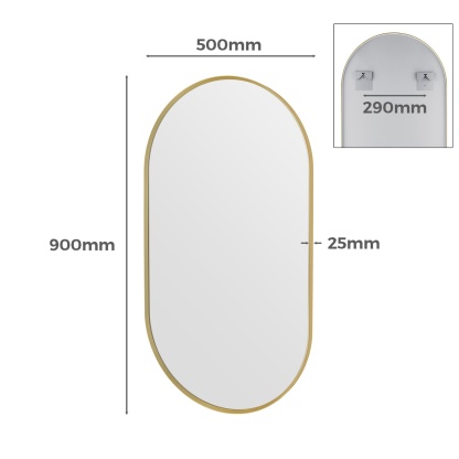Bathroom Aluminium Framed Oval Mirror Vanity Basin Wall Mounted Makeup Mirror Gold/Black