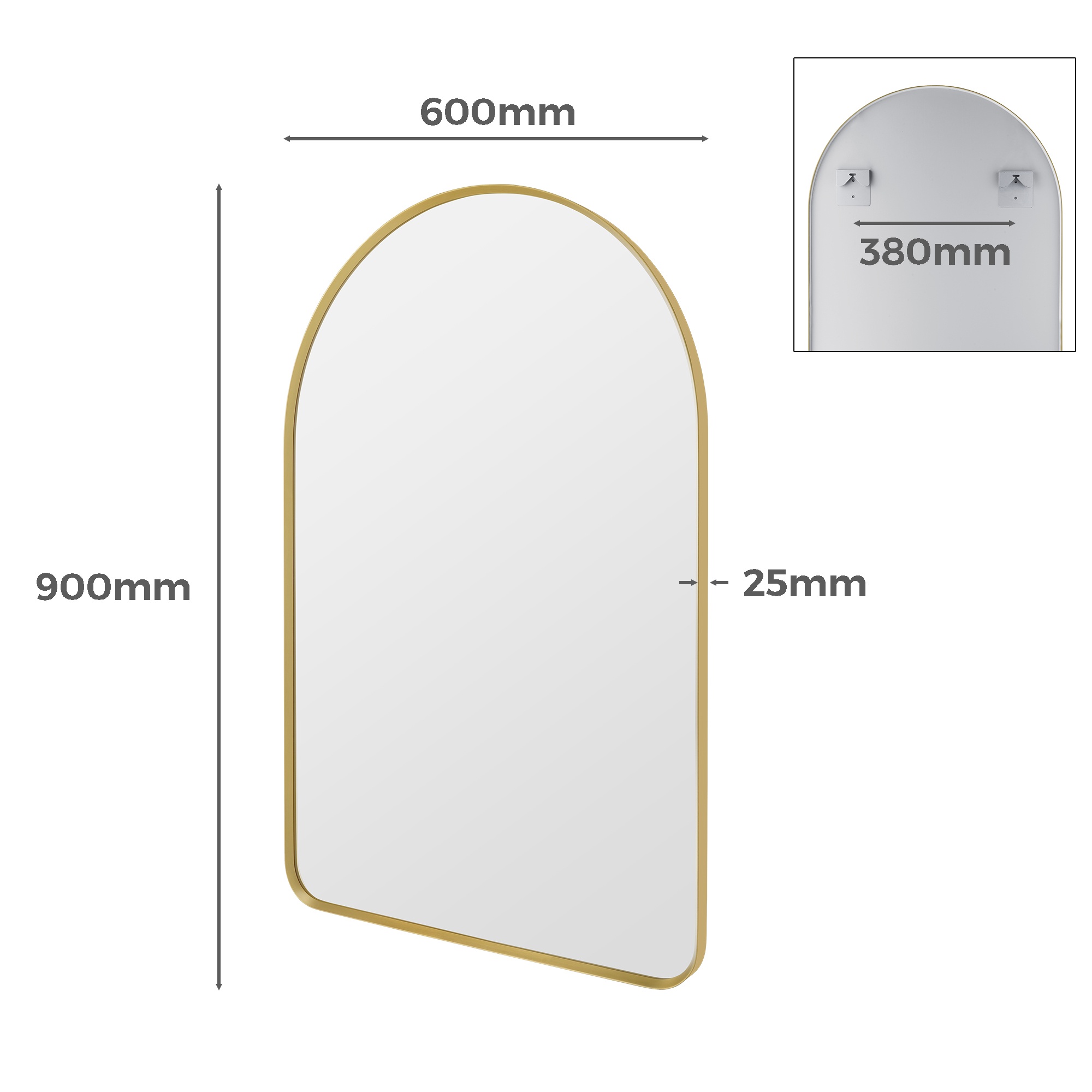 600mm x 900mm Bathroom Aluminium Framed Mirror Vanity Basin Wall Mounted Makeup Mirror Black/Gold