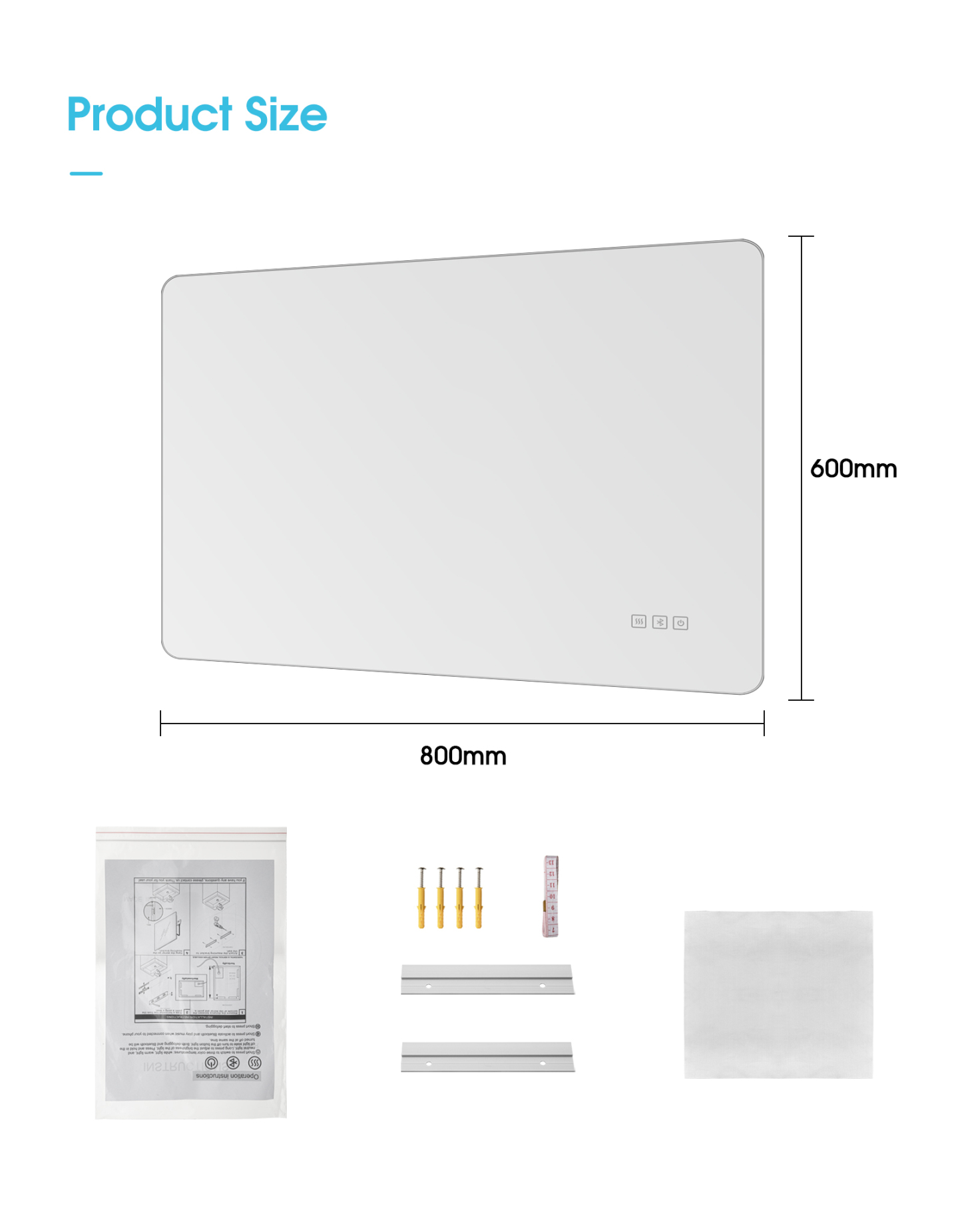 Bathroom Wall Mount LED Light Mirror Make-up Touch Anti-fog Bluetooth