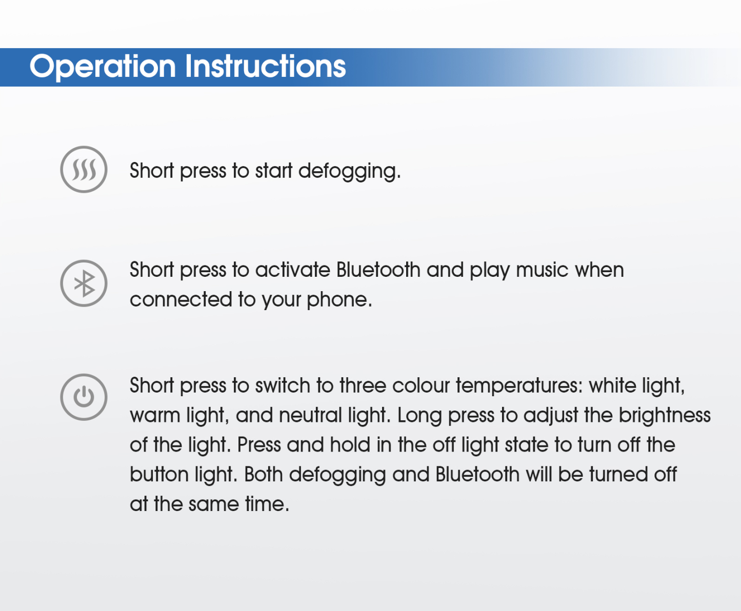 600 800mm Bathroom Round Backlit LED Mirror Touch Anti-fog Wall Mounted Bluetooth Make up Mirror