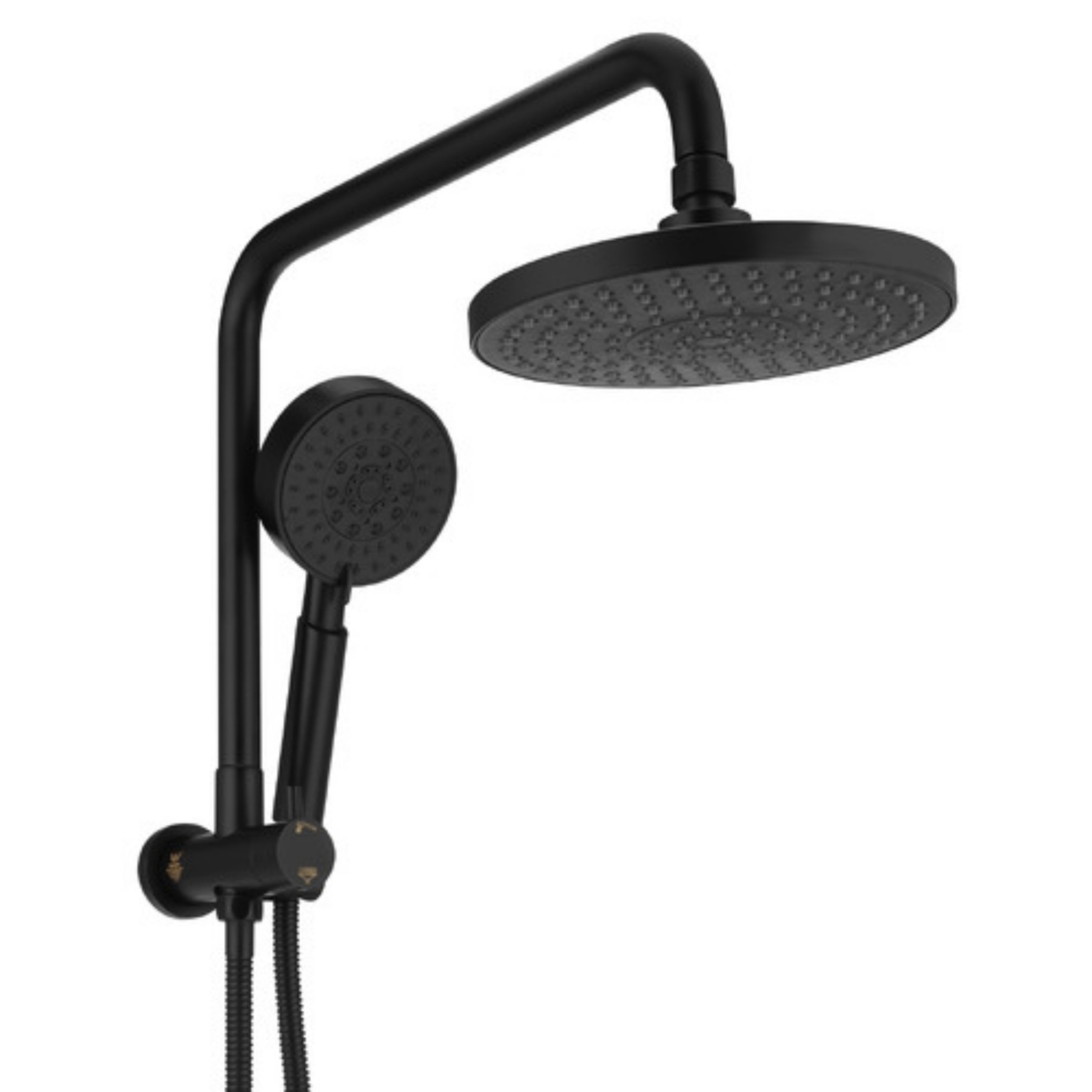 Chrome Rainfall Twin Shower Set Round 4 Function Spray Handheld Shower Head Gooseneck Arm Diverter Set