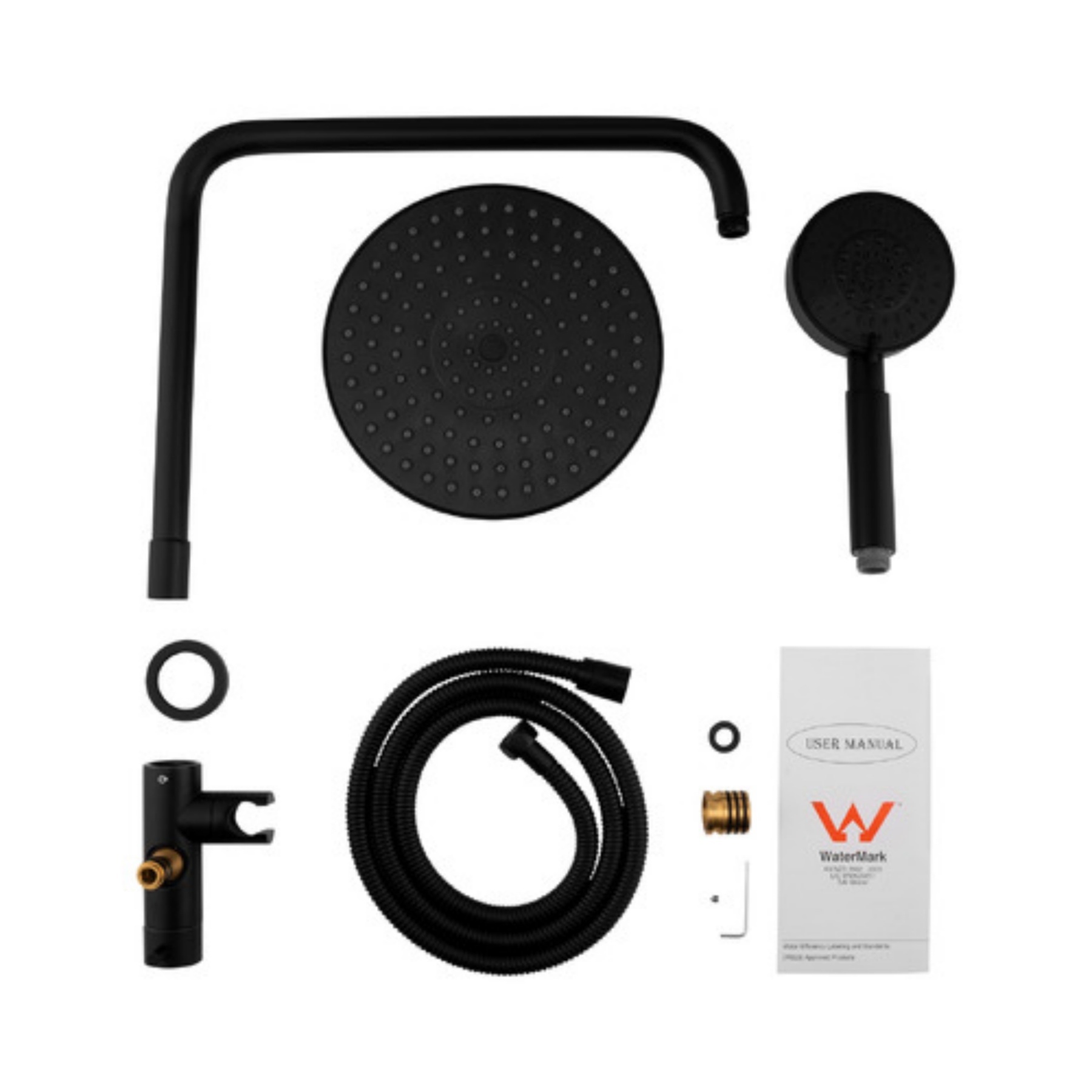 Chrome Rainfall Twin Shower Set Round 4 Function Spray Handheld Shower Head Gooseneck Arm Diverter Set