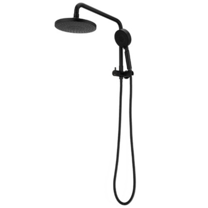 Chrome Rainfall Twin Shower Set Round 4 Function Spray Handheld Shower Head Gooseneck Arm Diverter Set
