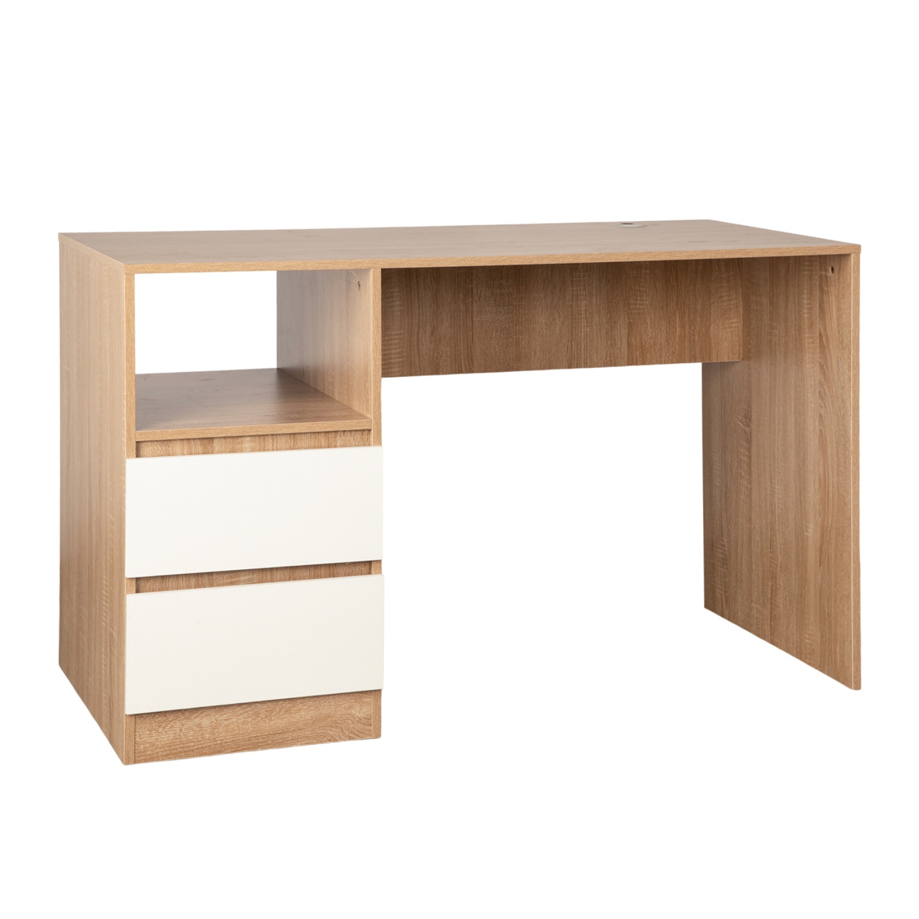 2 Drawer Cabinet Executive Computer Desk Home Office Study Table Writing Workstation Natural/Black/White