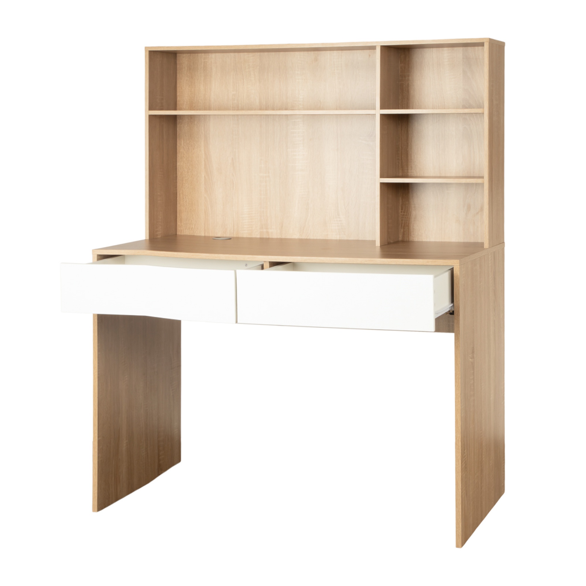 Executive Computer Desk with Hutch Drawer Home Office Study Desk Writing Workstation Open Display Bookshelf