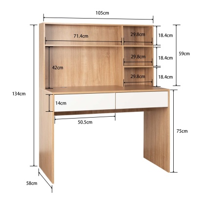 Executive Computer Desk with Hutch Drawer Home Office Study Desk Writing Workstation Open Display Bookshelf
