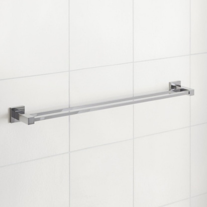 800mm Square Stainless Steel Bathroom Double Bars Towel Rail Rack Wall Mounted Clothes Hanger Holder Chrome/Black