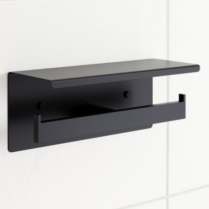 Stainless Steel Wall Mounted Double Toilet Paper Roll Holder With Cover Bathroom Toilet Tissue Hanger Hook Chrome/Black