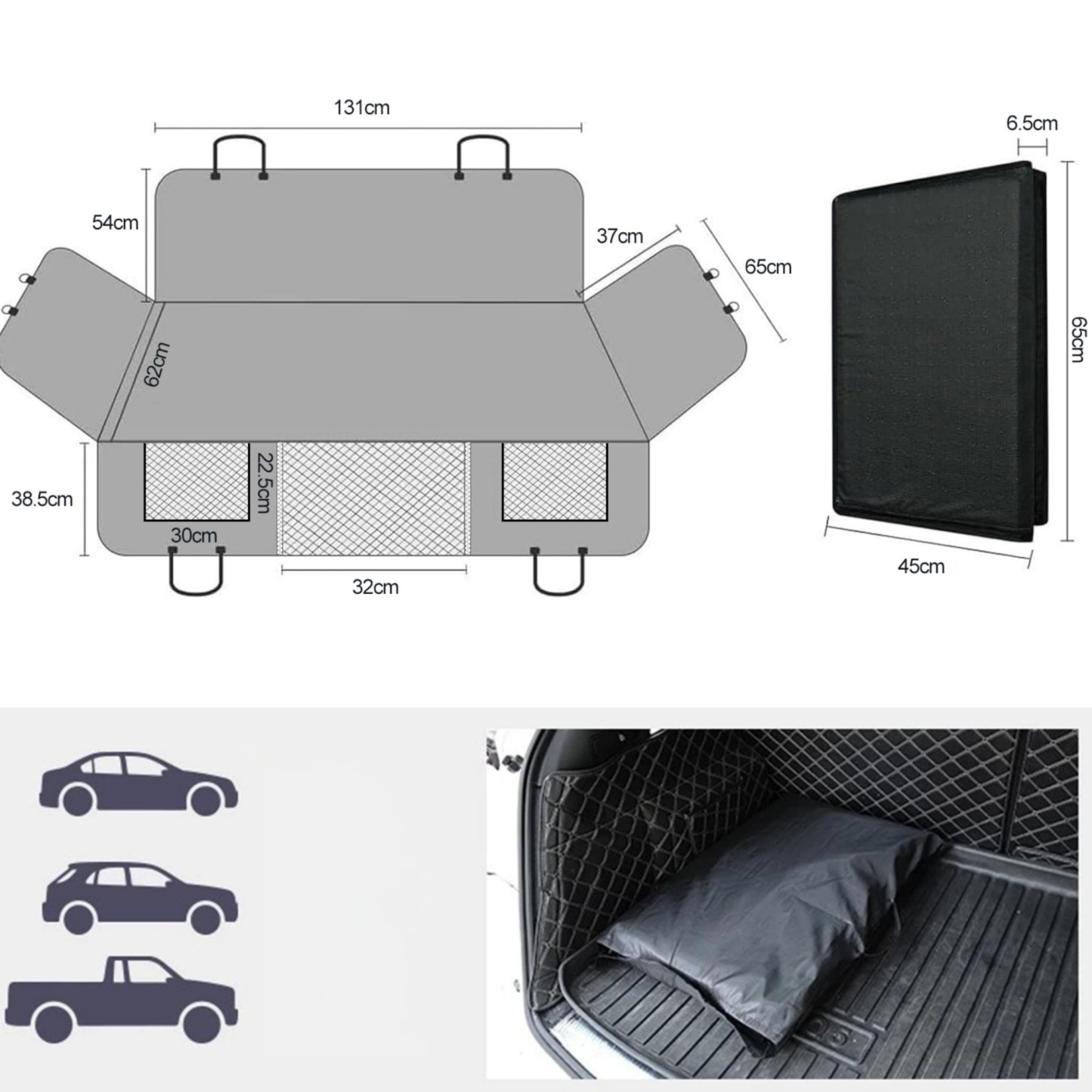 Waterproof Non-Slip Hard Bottom Pet Car Back Seat Dog Cat Car Seat Bed Car Extender Protector