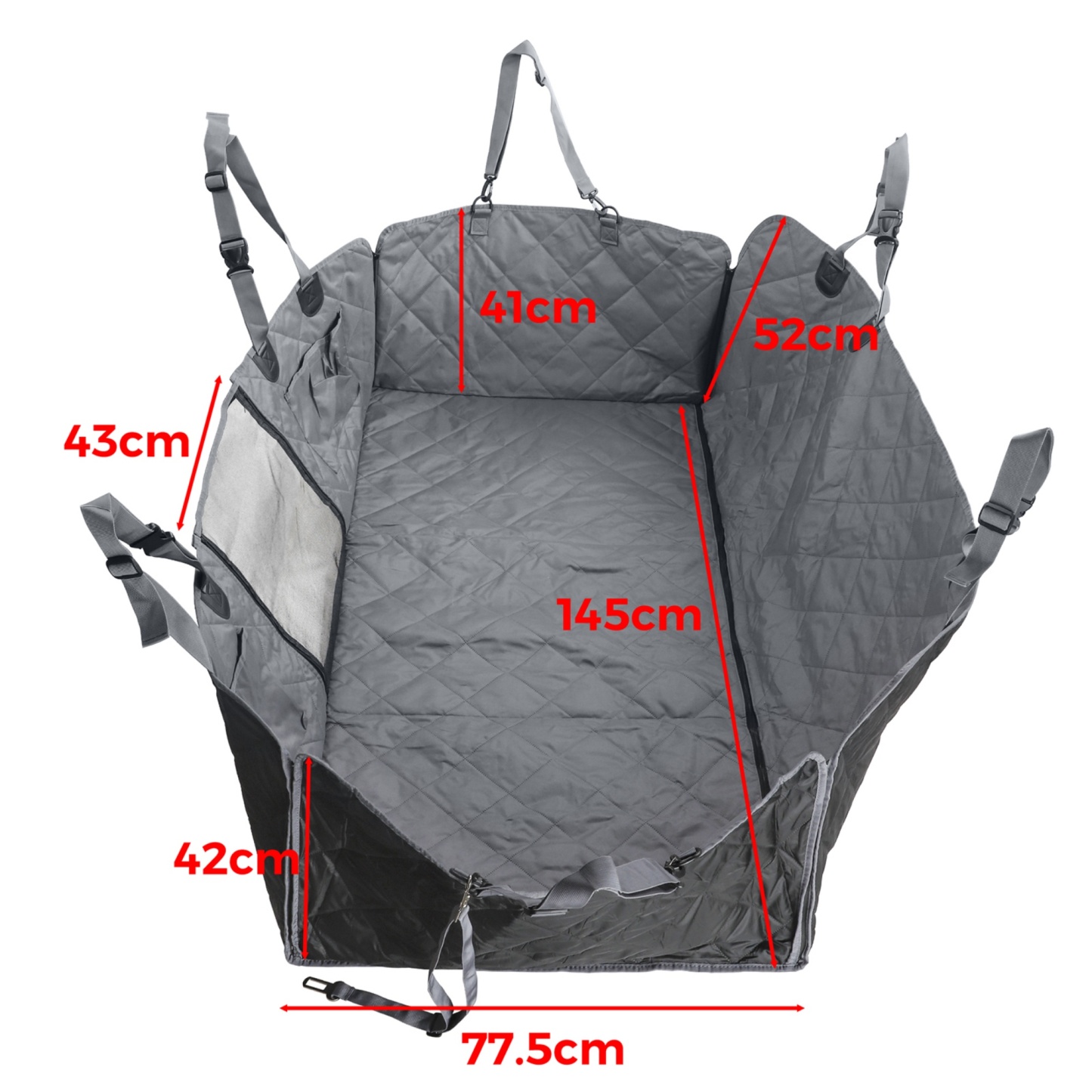 Large Water Proof Hard Bottom Pet Car Back Seat Cover Extendable Dog Cat Protector Mat Black/Grey