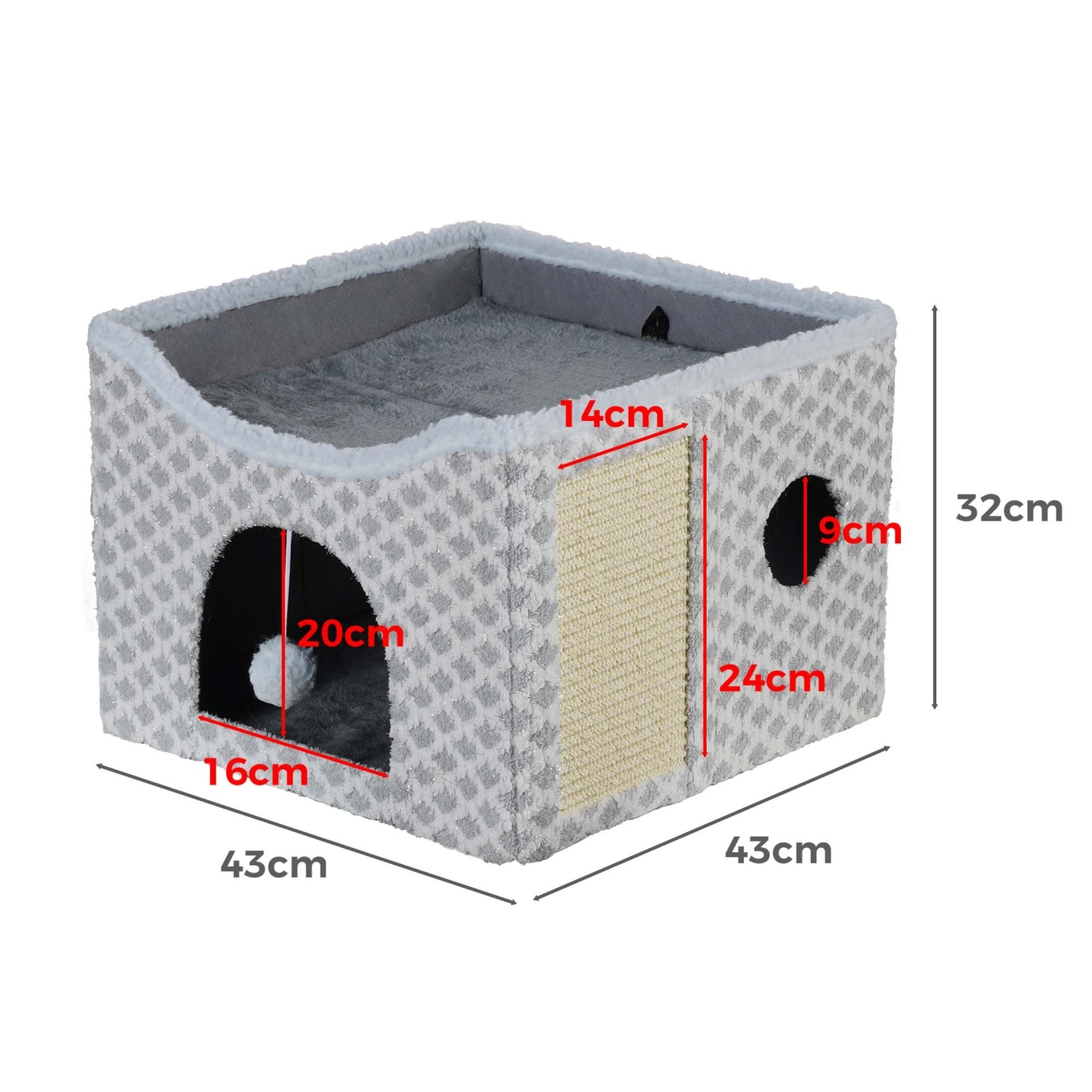 Foldable Indoor Pet Bed Cat Cave Felt Bed Scratch Pad Kitten Cat Hideaway House Grey/Blue