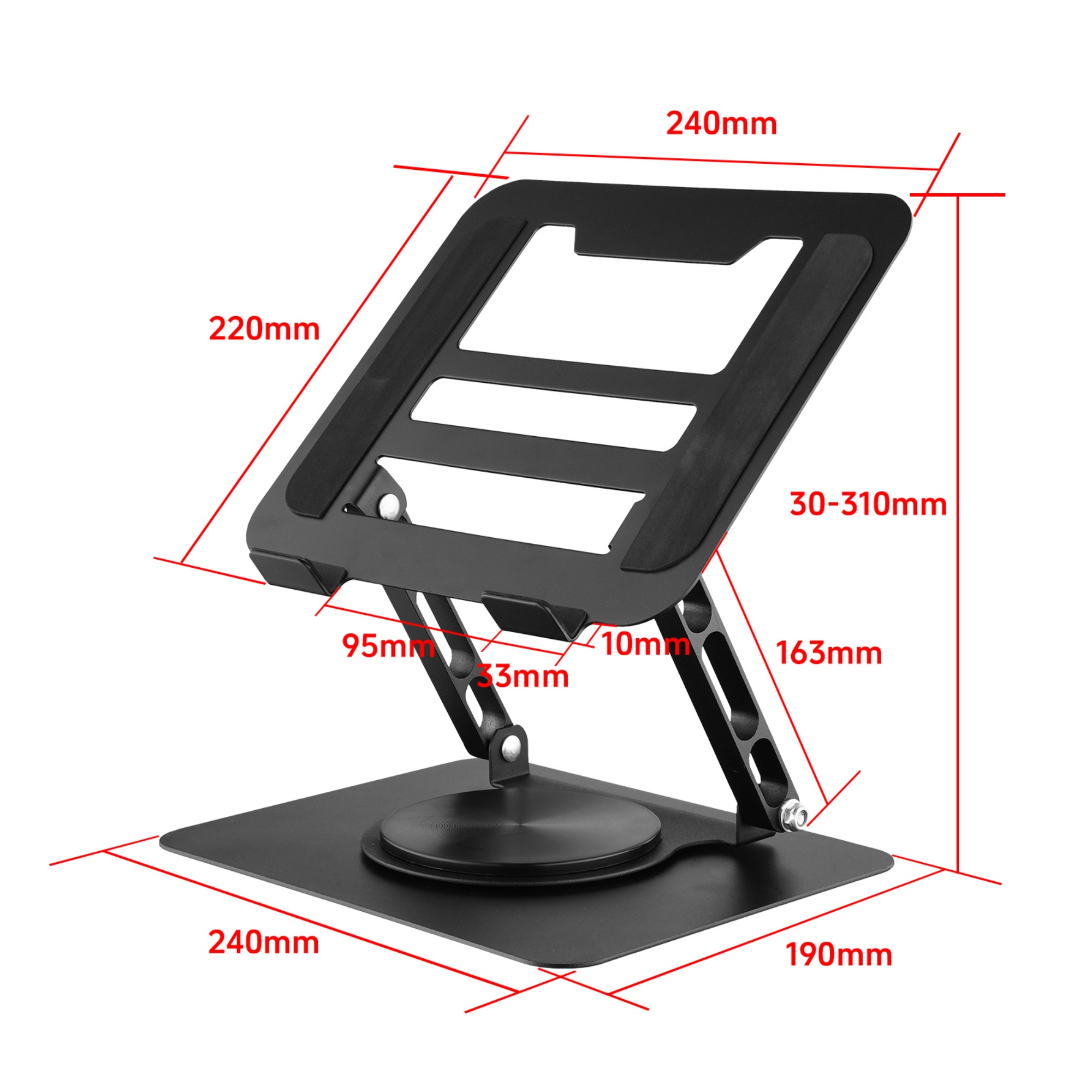 Adjustable Table Desk Tablet iPad Stand Holder 360° Swivel Foldable Home Office Laptops Monitor Riser Grey/Black