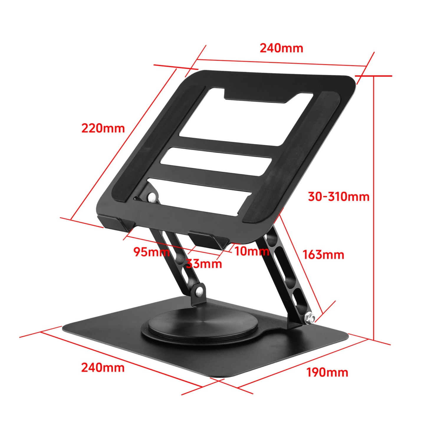 Adjustable Table Desk Tablet iPad Stand Holder 360° Swivel Foldable Home Office Laptops Monitor Riser Grey/Black