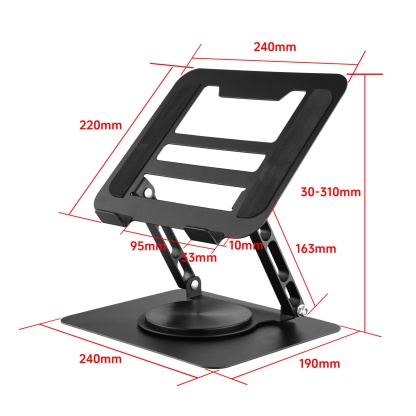 Adjustable Table Desk Tablet iPad Stand Holder 360° Swivel Foldable Home Office Laptops Monitor Riser Grey/Black