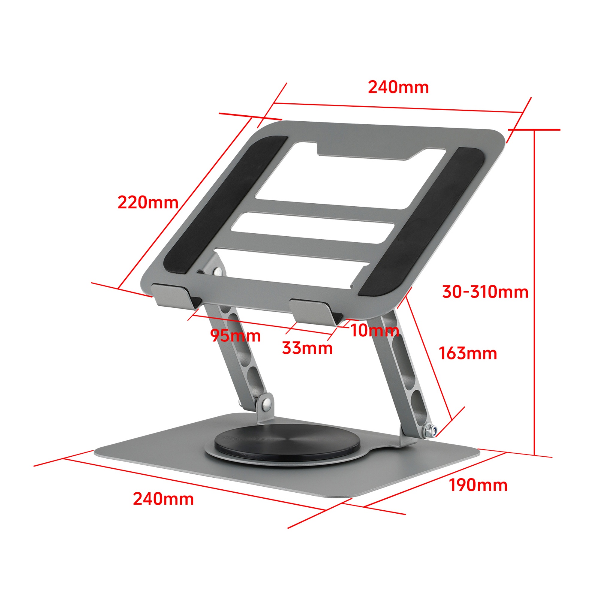 Adjustable Table Desk Tablet iPad Stand Holder 360° Swivel Foldable Home Office Laptops Monitor Riser Grey/Black