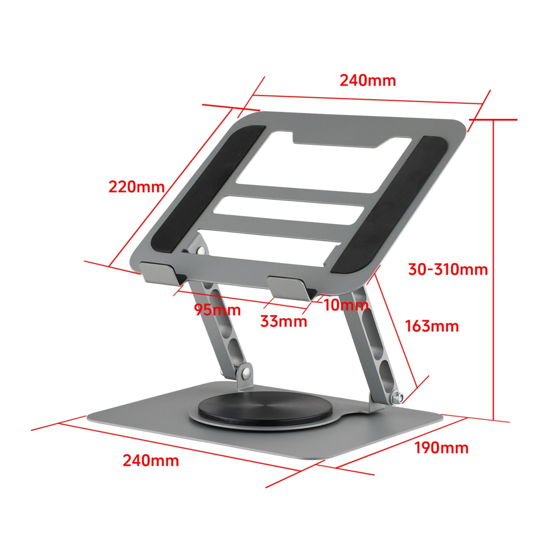 Adjustable Table Desk Tablet iPad Stand Holder 360° Swivel Foldable Home Office Laptops Monitor Riser Grey/Black