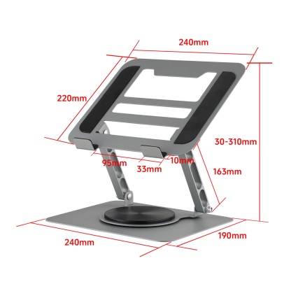 Adjustable Table Desk Tablet iPad Stand Holder 360° Swivel Foldable Home Office Laptops Monitor Riser Grey/Black