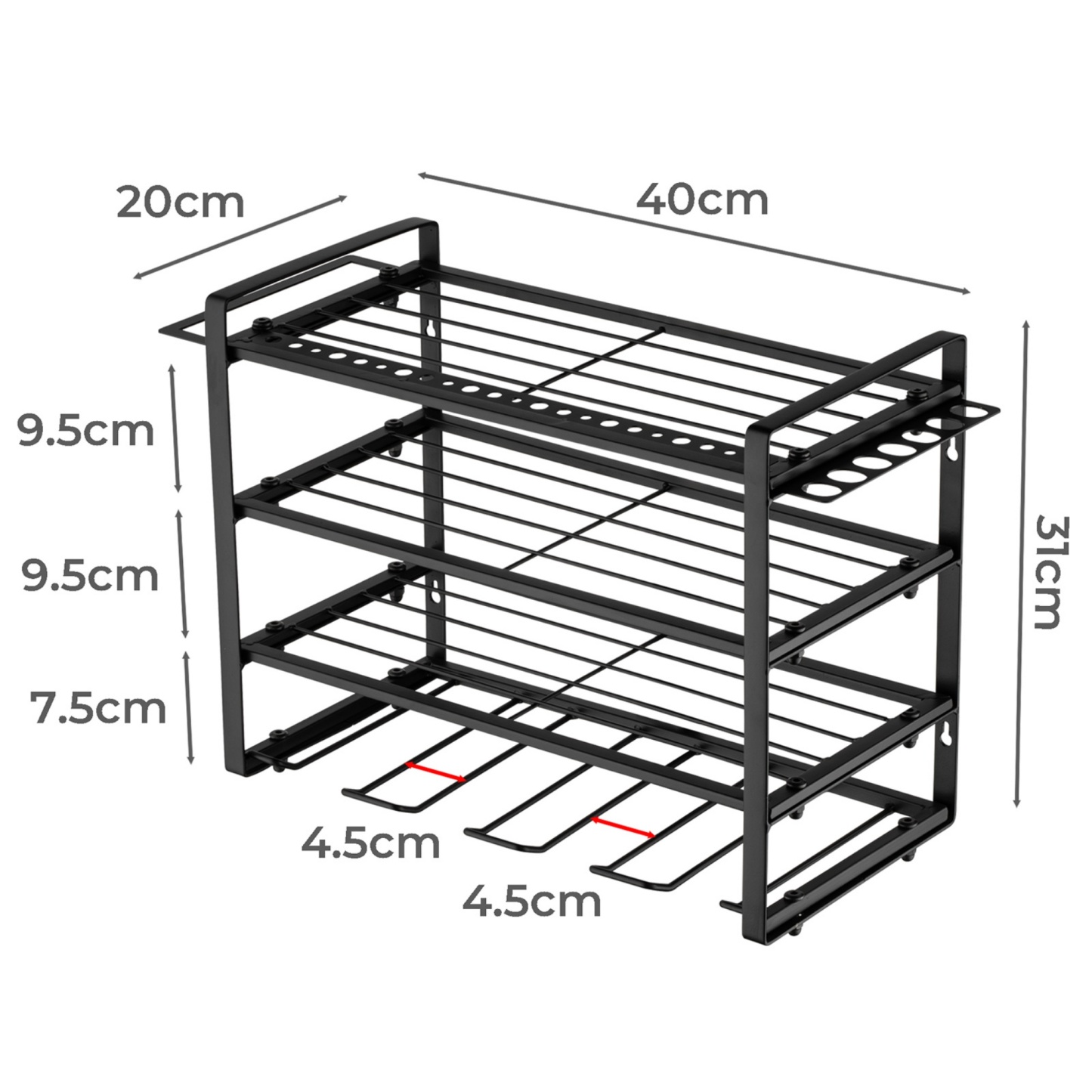 4 Tier Power Tool Utility Rack Garage Tool Organizer Storage Wall Mount Drill Holder