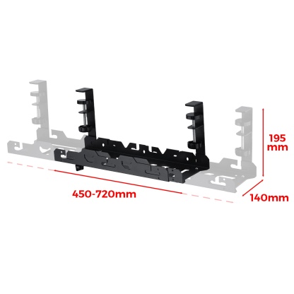 Extendable 45-72cm Under Desk Cable Management Tray Single Layer Cord Wire Power Holder Organizer White/Black