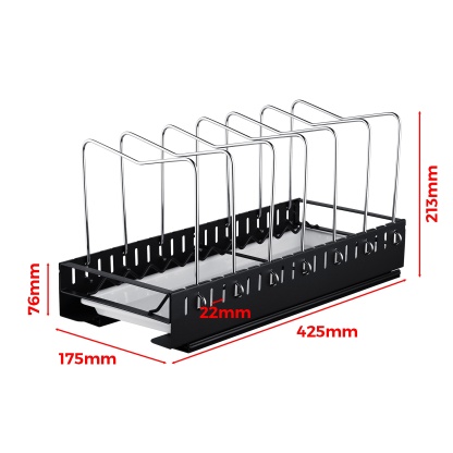 Under Cabinet Pull-Out Kitchen Cookware Storage Rack Pot Pan Organizer Holder Drain Tray Shelf Black/White