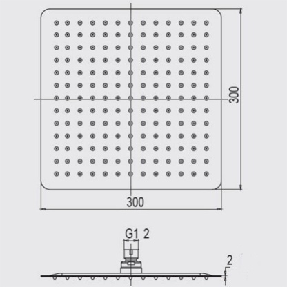 300mm 12'' Square Stainless Steel Overhead Rain Shower Head Bathroom 360° Swivel Shower Rose Silver/Black