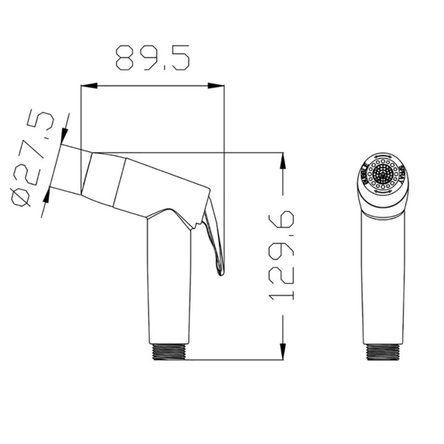 2 Function Handheld Bidet Sprayer Set Toilet Shattaf Shower Head Jet Douche Kit 1.2m Water Hose Chrome/Black