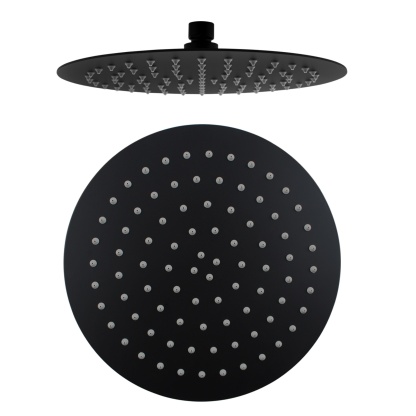 10'' 250mm Round Stainless Steel Super Thin Overhead Shower Head Bathroom Swivel Rainfall Shower Rose Chrome/Black