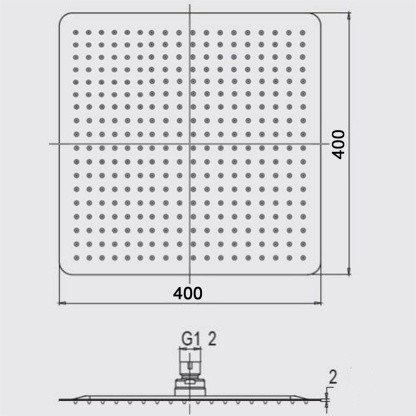 400mm 16'' Bathroom Square Stainless Steel Overhead Shower Head Super Thin Rainfall Bath Rose Black/Chrome