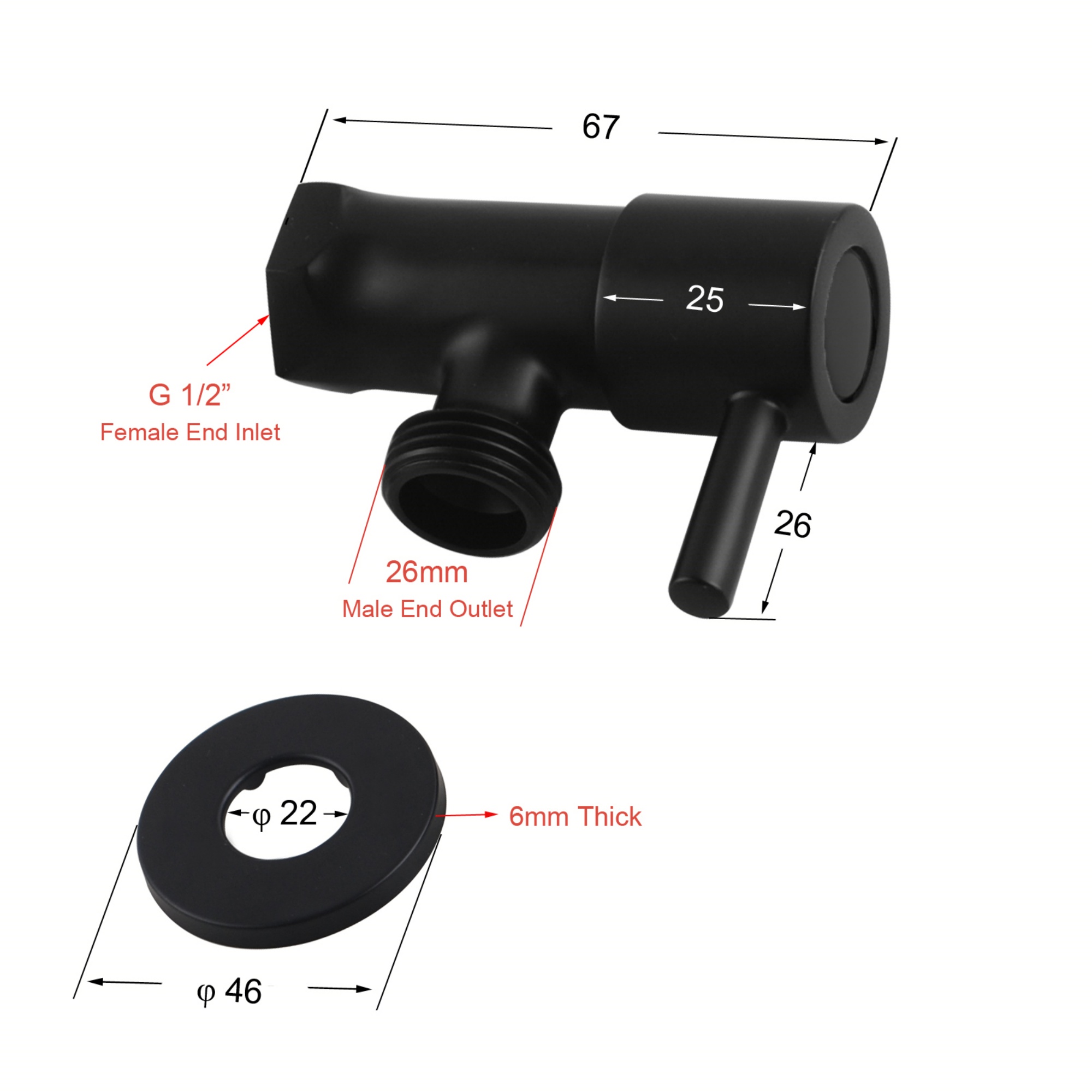 Bath Laundry Round Brass 1/4 Turn Washing Machine Taps 1 Pair Wall Mounted Stops Chrome/Matte Black