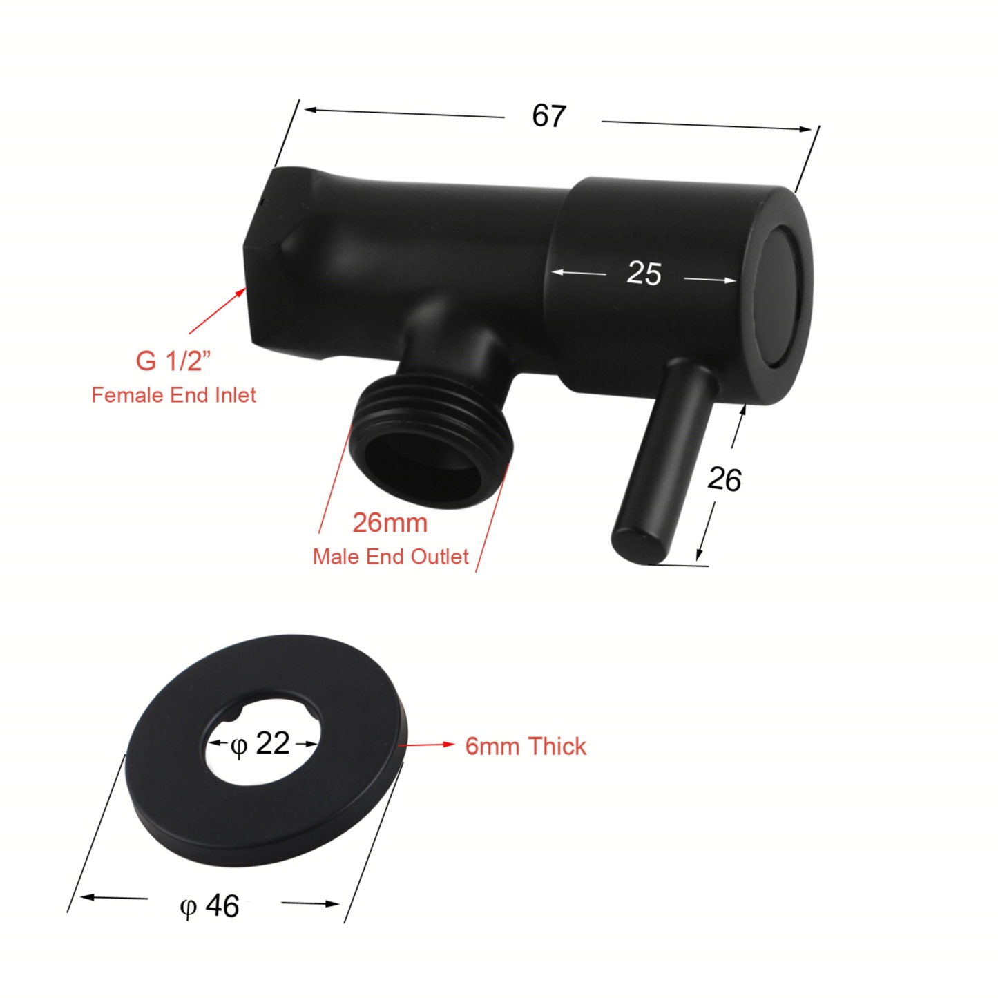 Bath Laundry Round Brass 1/4 Turn Washing Machine Taps 1 Pair Wall Mounted Stops Chrome/Matte Black