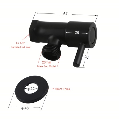 Bath Laundry Round Brass 1/4 Turn Washing Machine Taps 1 Pair Wall Mounted Stops Chrome/Matte Black
