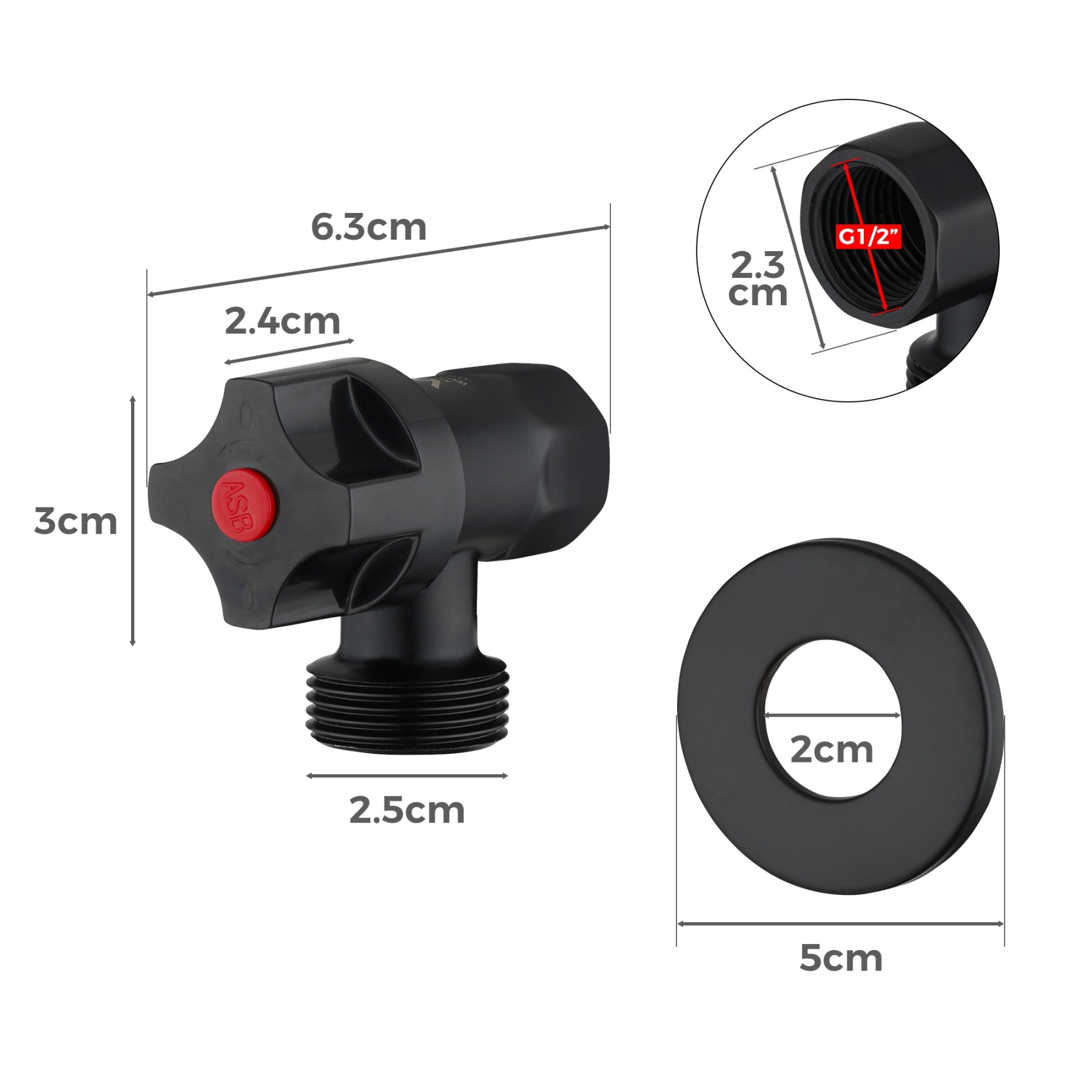 Round Brass Pair Laundry Washing Machine Taps 1/4 Turn Wall Twin Taps Hot and Cold Water Taps Chrome / Black