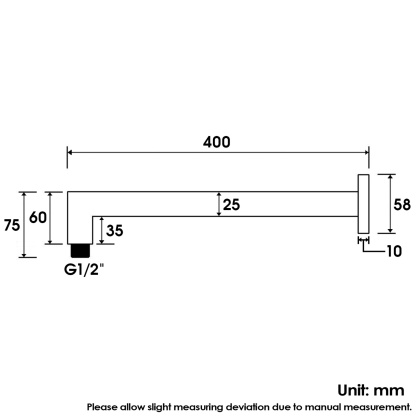 Bathroom Extension Square Brass Wall Mounted Shower Arm Bath Rainfall Shower Head Dropper Tube Chrome/Matte Black