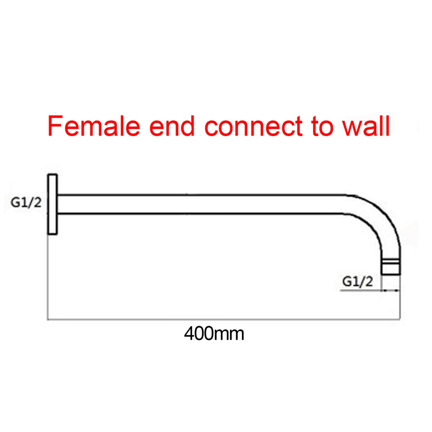 400mm Bathroom Round Stainless Steel Wall Mounted Extension Shower Arm For Rainfall Shower Head Chrome/Black