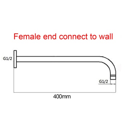 400mm Bathroom Round Stainless Steel Wall Mounted Extension Shower Arm For Rainfall Shower Head Chrome/Black
