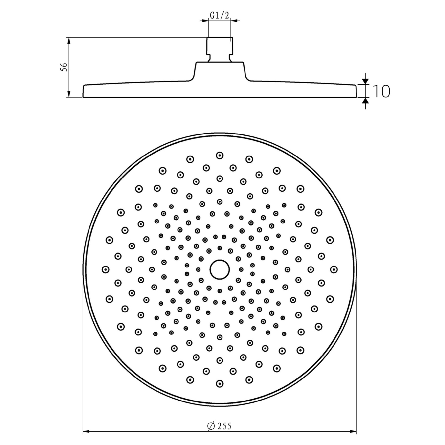 10'' Chrome Round Shower Head 360° Swivel Bath Rainfall Shower Head Rose