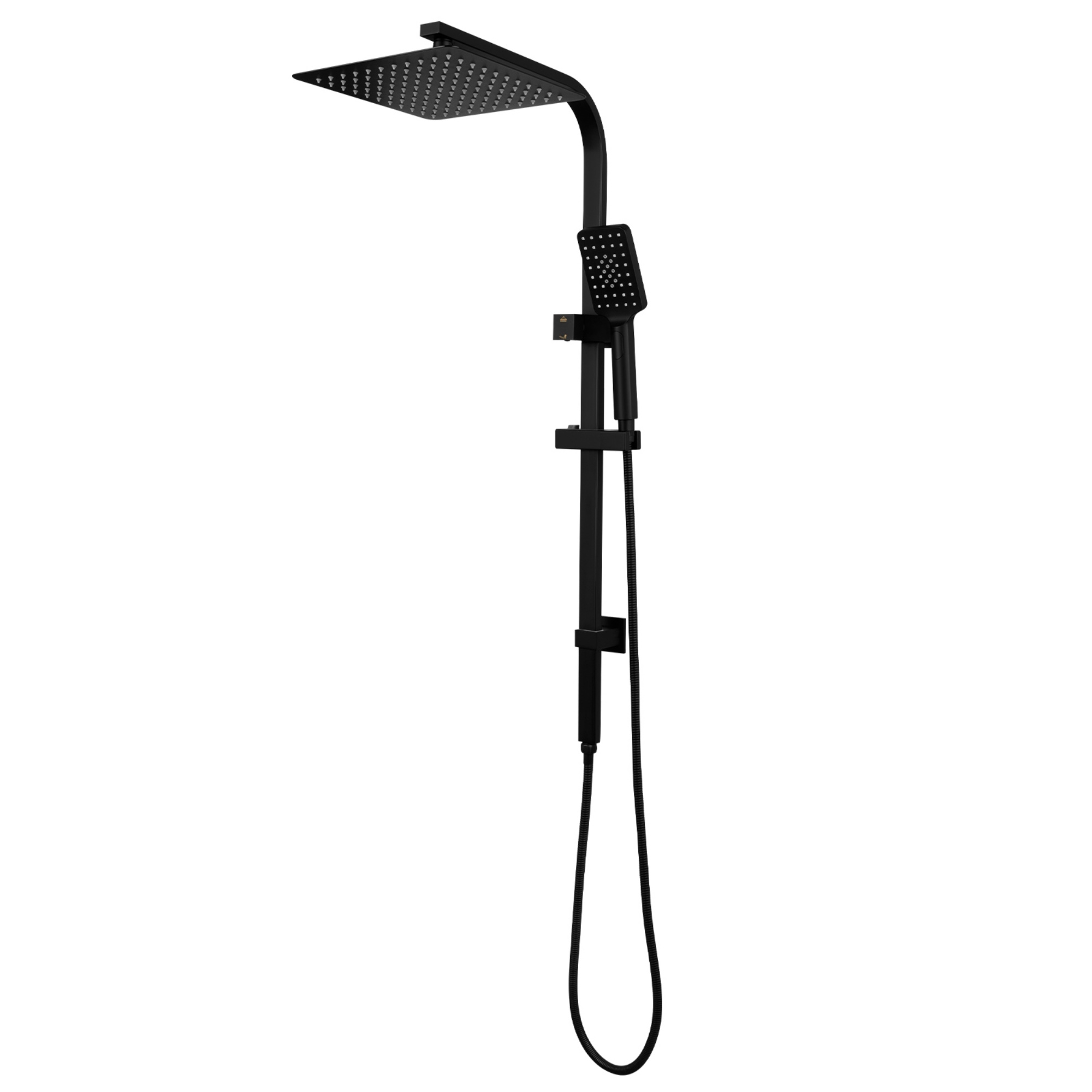 Bathroom 10“ Square Rainfall Twin Shower Set Super Thin Overhead Shower Head 3 Function Hand-held Shower Rose Gooseneck Shower Arm Diverter Chrome/Black