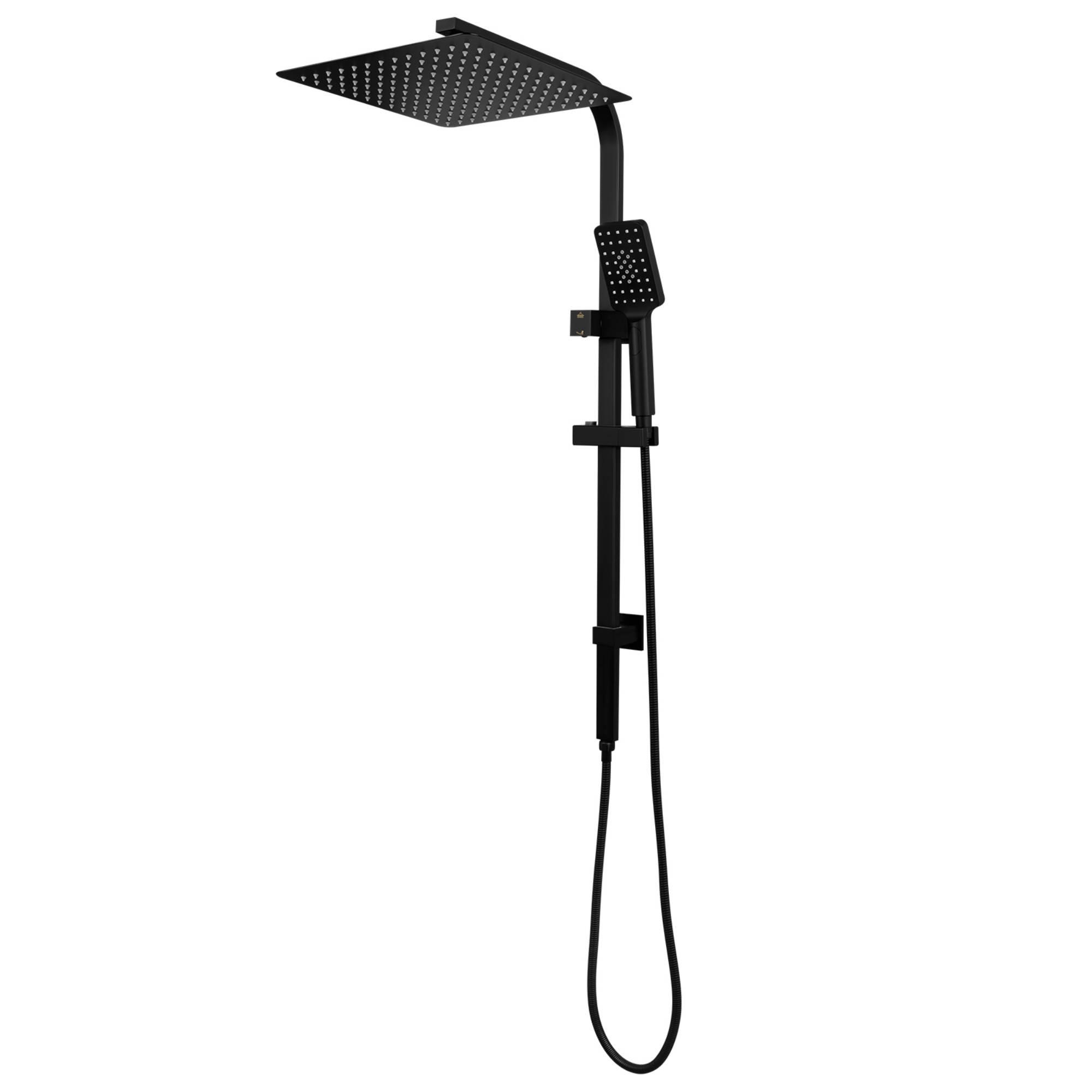 12'' Bathroom Square Rainfall Twin Shower Set 300mm Super Thin Overhead Shower Head 3 Function Hand-held Shower Rose Gooseneck Shower Arm Gooseneck Twin Shower