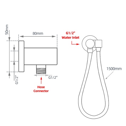 Round Swivel Handheld Shower Head Holder 1.5m Shower Hose Wall Mounted G1/2 Water Inlet Connector Chrome/Black