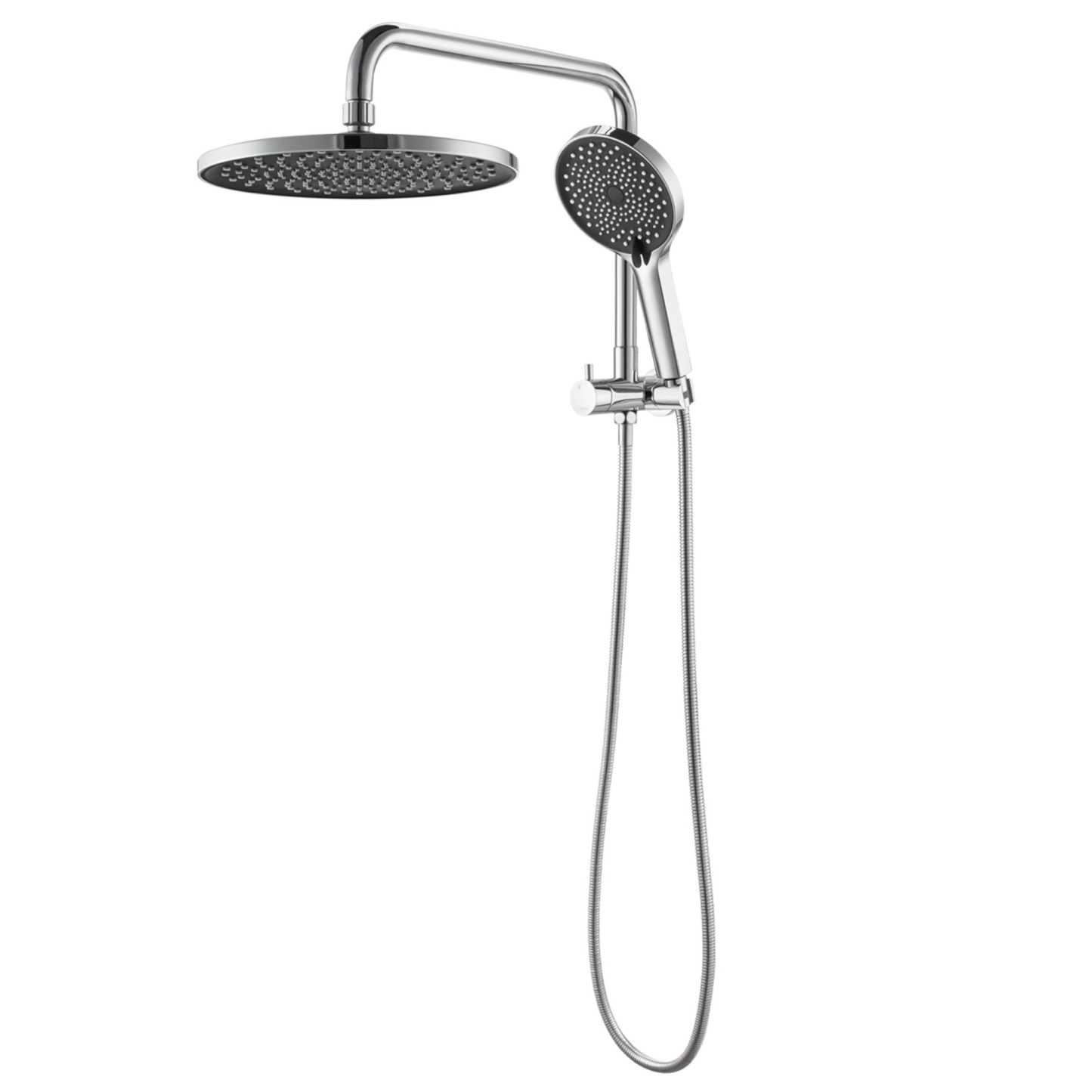 Chrome Short Stainless Steel Twin Shower Hand-held Shower Head Shower Arm Shower Head