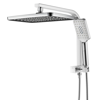 Rectangle 12“ Rainfall Shower Head Set Chrome Twin Shower 3 Function Hand-held Shower Head Shower Arm