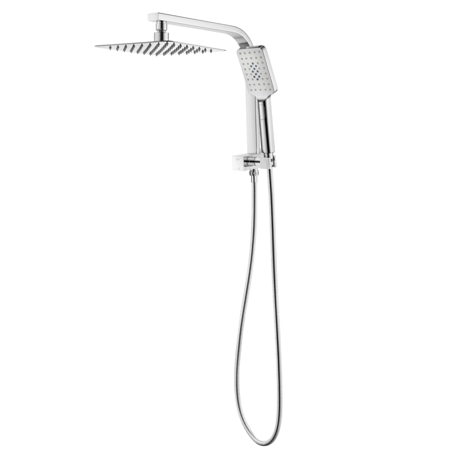 Bathroom 8“ Rectangle Rain Twin Shower Set Super Thin Overhead Shower Head 3 Function Hand-held Shower Rose Gooseneck Shower Arm Chrome/Black