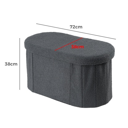 Folding Storage Ottoman Bench Oval Toy Blanket Organizer Box Footstool Pouf Seat 