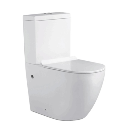 Ceramic Tornado Rimless Wall Faced Toilet Suite Bathroom Hygiene Dual Flush Soft Close Seat Black/White