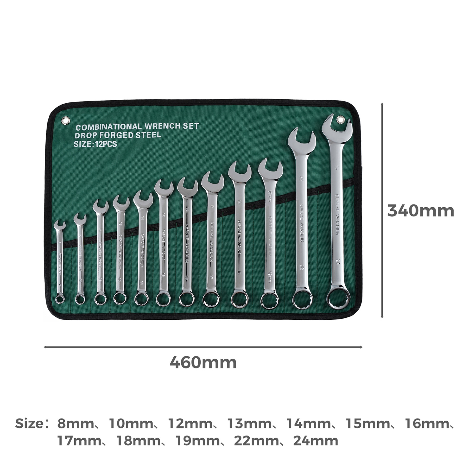12PCs Ratchet Gear Spanner Repairs Set Combination Ring Open End Wrench Hand Tool Kit