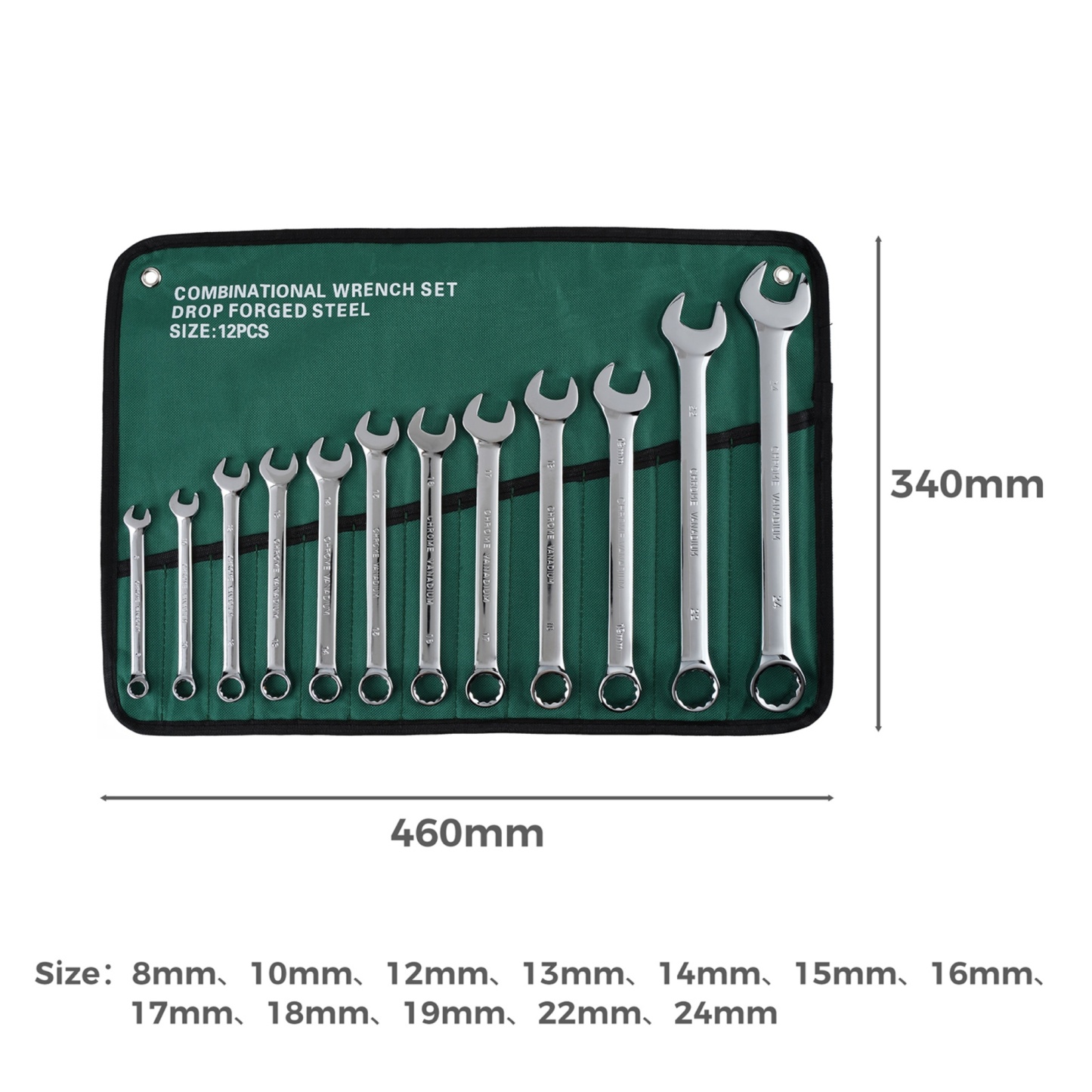12PCs Ratchet Gear Spanner Repairs Set Combination Ring Open End Wrench Hand Tool Kit