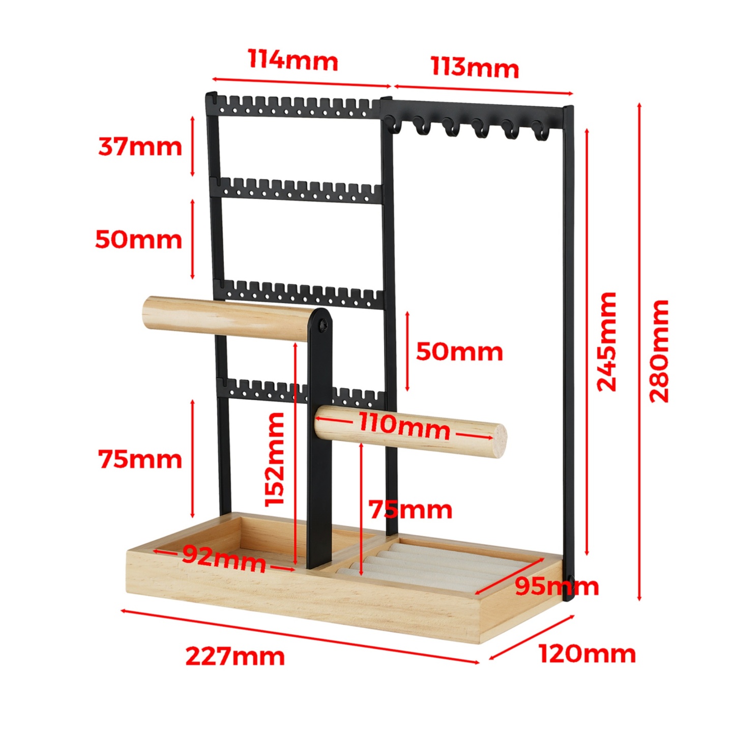 Jewellery Storage Stand Rack Rings Necklaces Earrings Display Organizer Holder