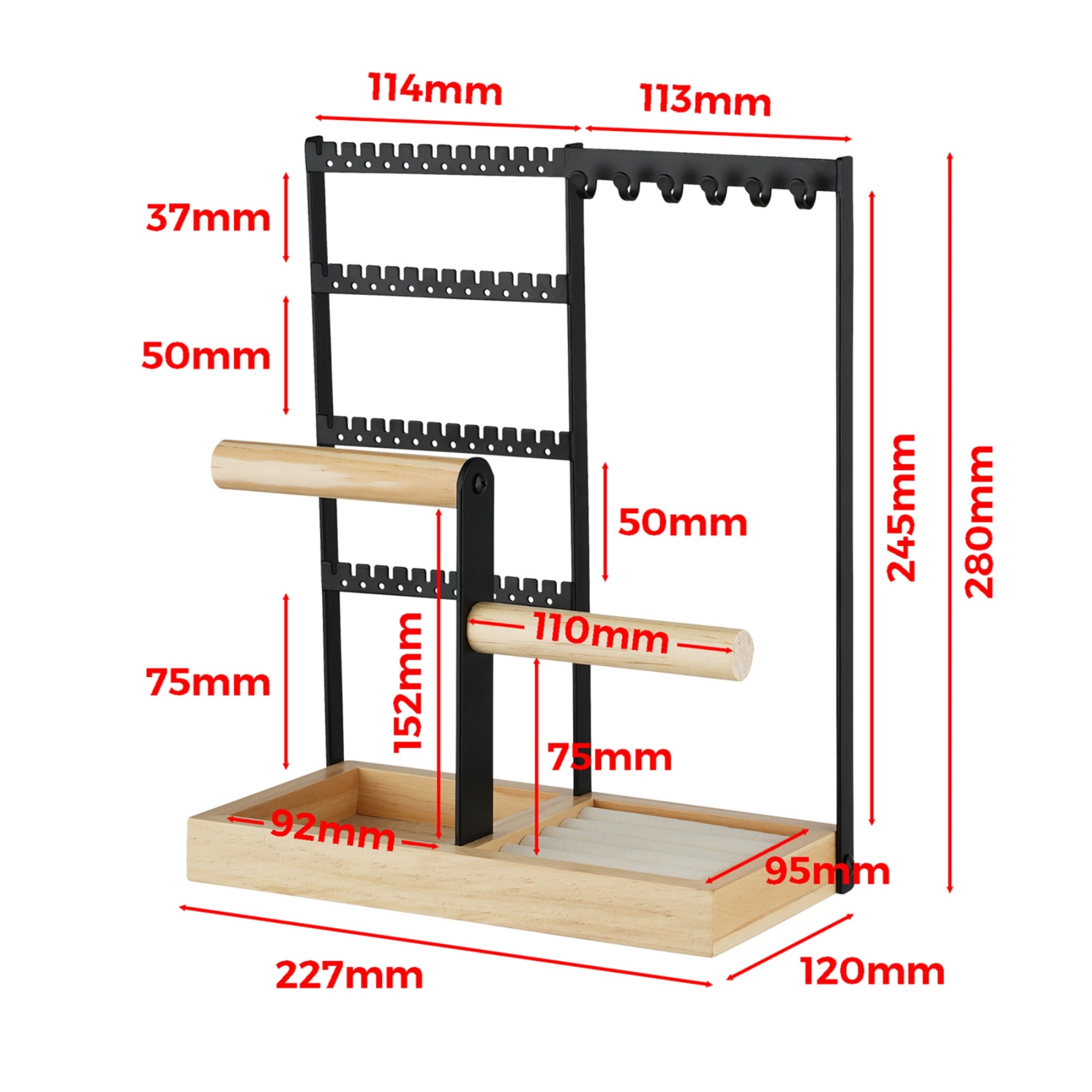 Jewellery Storage Stand Rack Rings Necklaces Earrings Display Organizer Holder